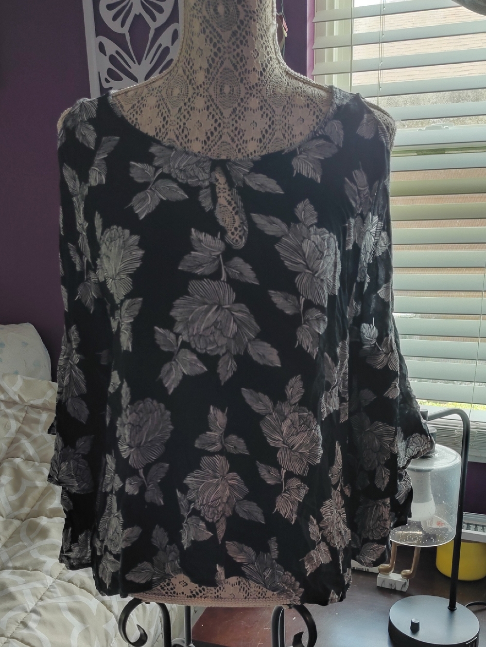 BP Black and White Floral Blouse